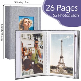 Tinlade 10 Pieces Small Photo Album 4 x 6 Inch Picture Album 26 Clear Pages Hold 52 Pictures Linen Cover Photo Book with Front Window(Black, Gray, Blue)