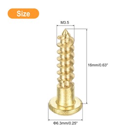 sourcing map Wood Screws M3.5 x 16mm Slotted Round Head Brass Self-Tapping Screw 20 Pcs