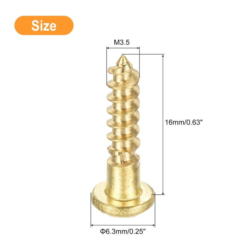 sourcing map Wood Screws M3.5 x 16mm Slotted Round Head