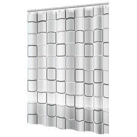 FuninCrea Shower Curtains Mould Proof Resistant with 12 Shower Curtain Rings Hooks, 180x180cm Bathroom Curtains Shower Quick-Drying Waterproof Shower Curtain for Bathrooms Curtains (180x180, Square)