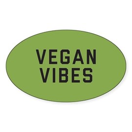 CafePress Vegan Vibes Oval Car Bumper Sticker