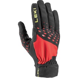 LEKI Ultra Trail Storm Gloves, Black/Red/Neon Yellow, EU 8