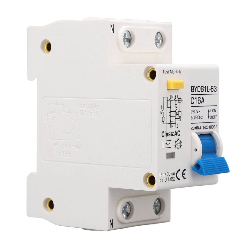 Circuit Breaker 1P+N AC 16A Residual Current Earth Leakage Protection