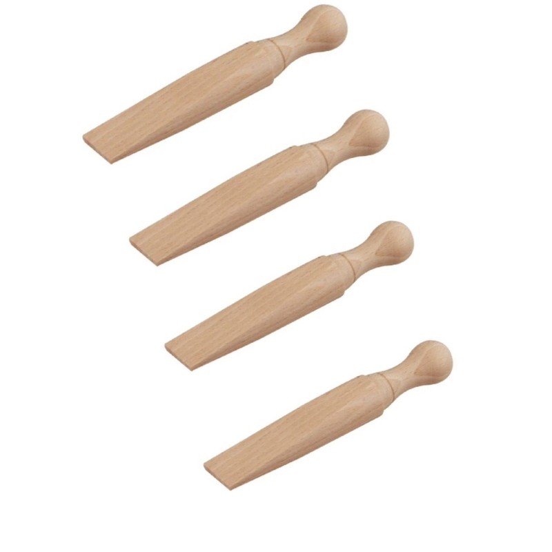 4X Wooden Door Wedge Beech Wood Door Stopper Jammer Pack