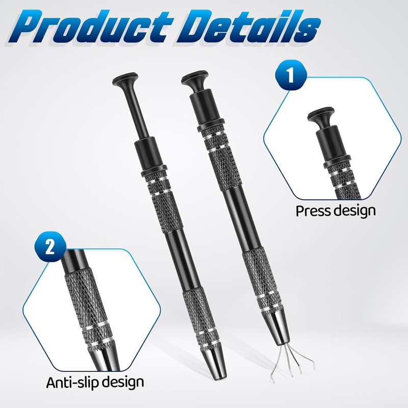 Walquicks 3 Pcs Stainless Steel 4-Claw Pick Up Tool, Piercing