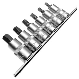 Hexagonal Socket Spanner Set 1/2 Inch CrV Steel 5 - 12 mm 6-Piece on a Terminal Strip