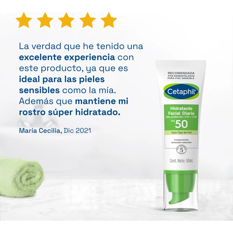 Hidratante Facial Cetaphil Diario FPS 50 - Protección Alta y