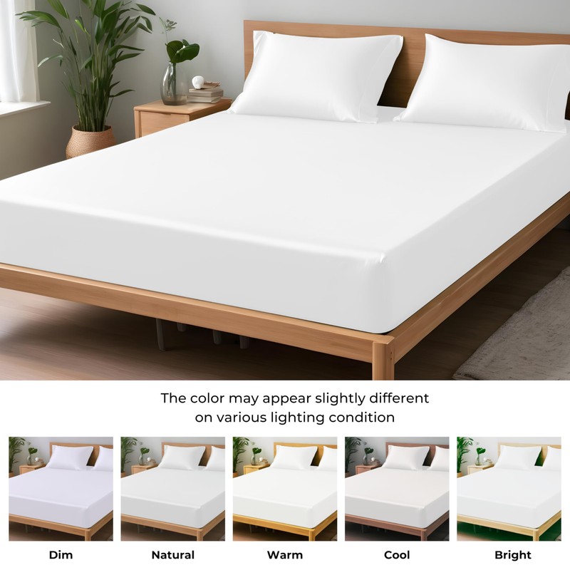 Linenwalas 100% Natural Bamboo Only Fitted Sheet With Secure Elastic