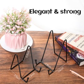 Mixweer 24 Pcs Plate Stands for Display Metal Display Stand Photo Easel Stand Book Holder Plate Holder Picture Stand for Decorative Display Easels Picture Frame Stand Plate Rack (4.3 Inch, 6 Inch)