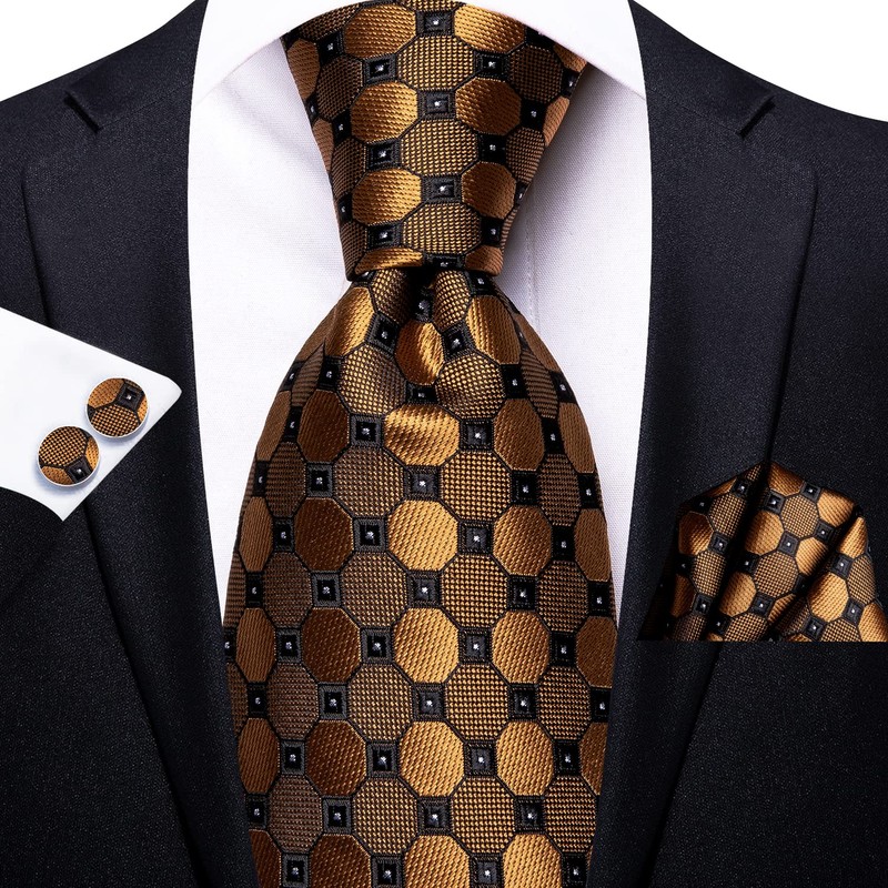 Hi-Tie Men Ties Wedding Formal Tie Sets Handkerchief Cufflinks Silk