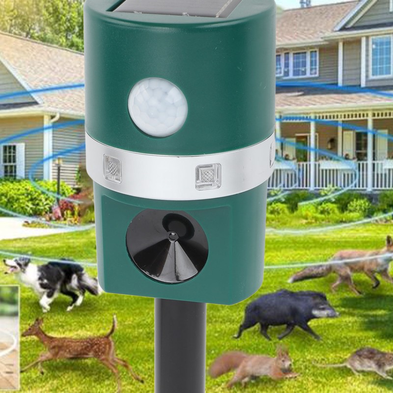 Ultrasonic Solar Animal Repeller Professional LED Solar Powered Bird Repeller