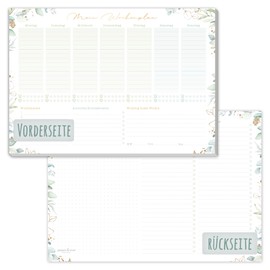 paper&you® Weekly Planner Pad A4 without Fixed Date [Gold Leaf] 50 Sheets | Diary with To-Do List, Shopping List, Large Note Field & More | Climate-Friendly & Sustainable