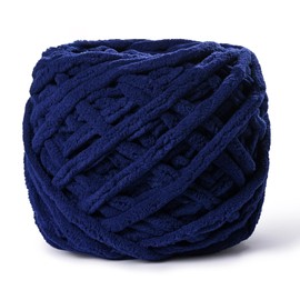 Plush Chenille Chunky Yarn 100g (49.2yd) - Fluffy Velvet Yarn Crochet for Blanket Knitting and Crocheting - Baby Yarn for Crocheting Soft - Amigurumi Yarn (Navy Blue)