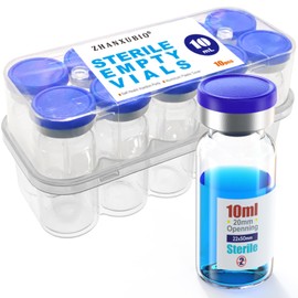 Sterile Empty Vial,Sterile Glass Vials, with Self-Healing Injection Port and Flip Top Cap, Sterile Package 10PCS by ZHANXUBIO (10ml,10)