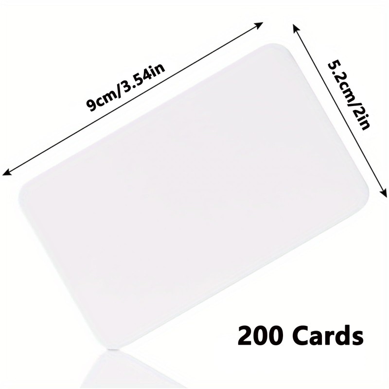 Pack of 200 Blank Cards, 9 x 5.2 cm, Blank