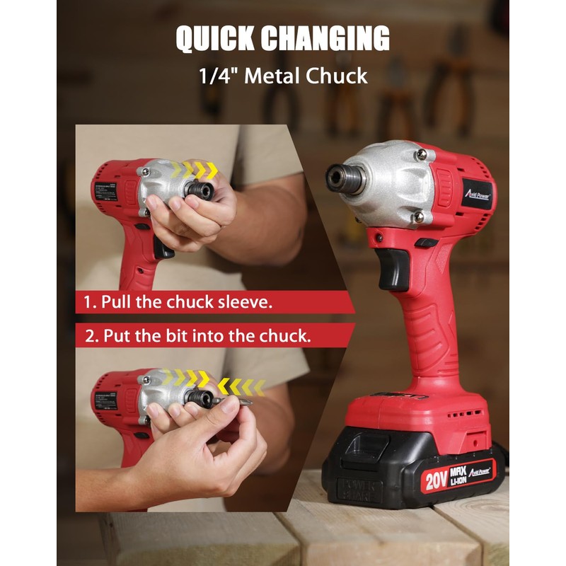 AVID POWER 20V Cordless Brushless Impact Driver Kit 1/4" 2220