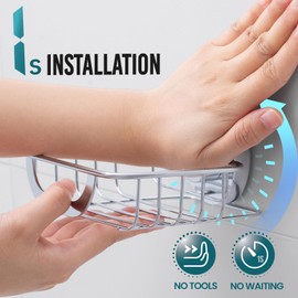 TAILI Soap Bar Holder Dish with Hooks, Shower Soap Tray Saver Suction Cup with Razor Holder for Wall, Rustproof Stainless Steel Bath Shampoo Caddy for Bathroom Accessories Organizer, Silver