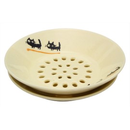 Kakamoto SOUSEN Medium Plate, Orange, 5.9 inches (15 cm), Setoyaki Dish with Black Cat Pattern