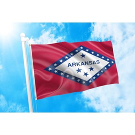 DMSE Arkansas State Little Rock Flag 3X5 Ft Foot 100% Polyester 100D Flag UV Resistant (3' X 5' Ft Foot)
