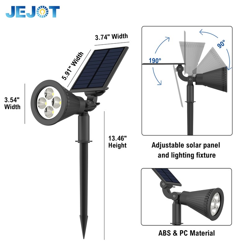 JEJOT 6 Pack Solar Lights Outdoor Waterproof,Warm White Light,2 Lighting