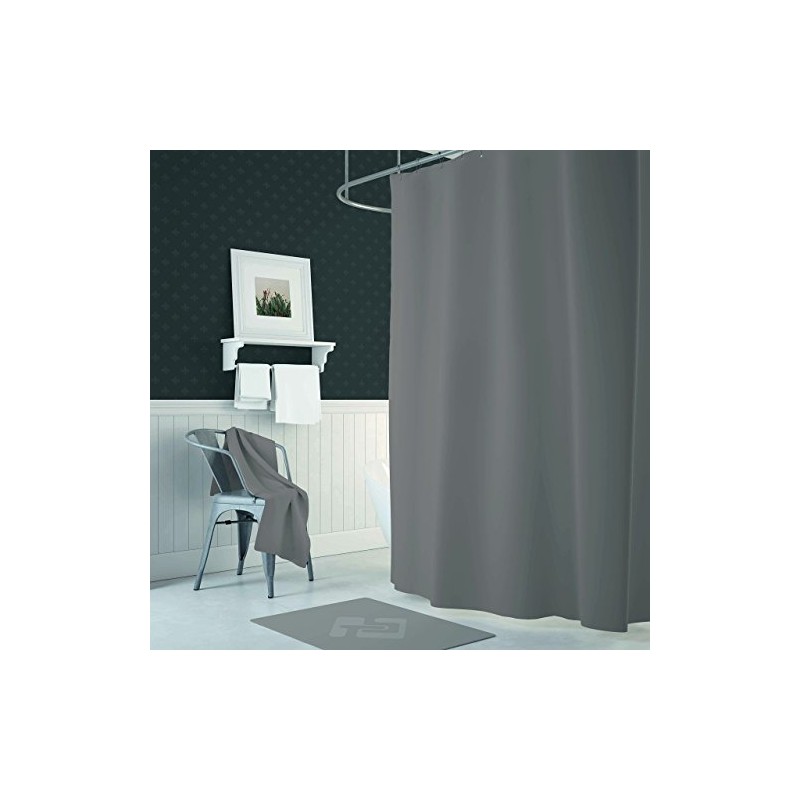 Tropik Home Narrow Width, Extra Long Grey Bathroom Fabric Shower
