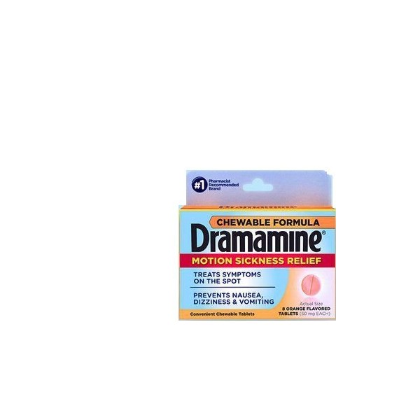 Dramamine Chewable Motion Sickness Relief, 8 Tablets each (Pack of 5)