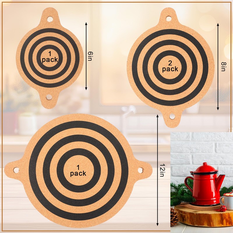 Meanplan 4 Pack Magnet Cork Trivet Magnetic Pot Holders for