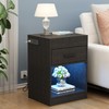 Auromie Nightstand with Charging Station and LED Lights, Concealment Furniture