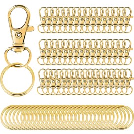 Argollas para Llaveros de 140 Pzs en Aleación de Zinc (Dorado) Kit para Hacer Llavero, Llaveros Mayoreo, Mecanismo Giratorio Seguro, Ideal para Manualidades en Resina
