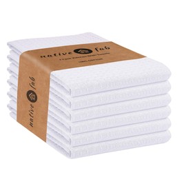 Native Fab - Toalla de cocina de algodón con lazo para colgar, 16 x 26 pulgadas, paquete de 6, toallas de cocina de tela gofre para limpiar el secado, paños de tela suaves y absorbentes, toalla de