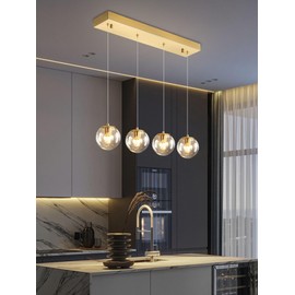 ykolupty Chandeliers for Dining Room Gold Dining Room Lights Fixture Over Table Glass Globe Pendant Lights Kitchen Island Adjustable Hanging Lamp Ceiling for Bedroom Entryway Foyer