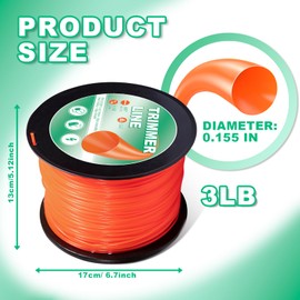 Inren 155 Trimmer Line Heavy Duty Commercial Grade Round 0.155 Inch String Trimmer Line,Weed Eater String .155Inch-302Ft-3Lb Fits Most of String Trimmer(155" 3LB Round)
