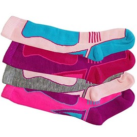 4 x Girls Kid Children Thermal Ski Knee High Warm Wool Blend Socks Colour:Assorted Size:UK 9-12