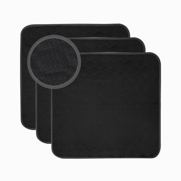 RIQINXIN 3Pcs Waterproof Reusable Incontinence Pads for Chair Absorbent Washable Incontinence Chair Pads for Adults Children Elderly 21x22In Black