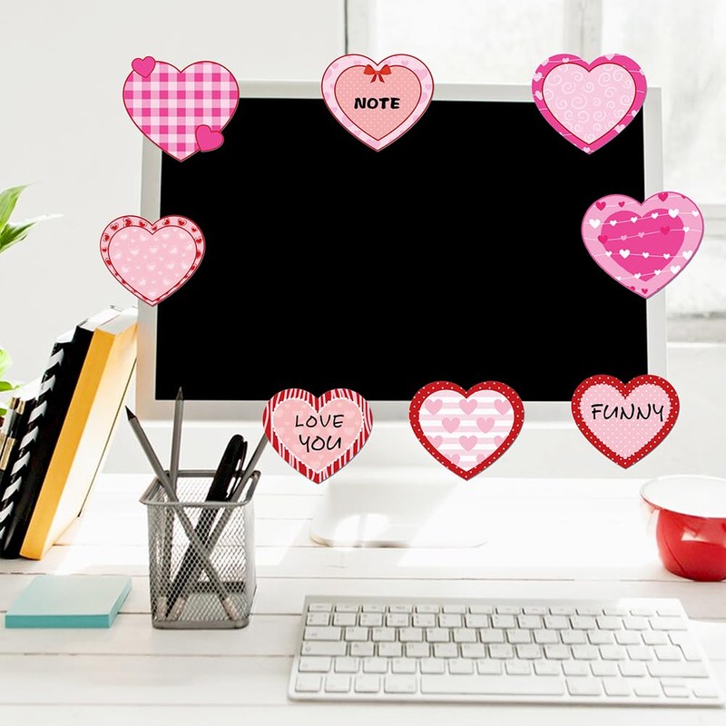 240Pcs Heart Sticky Notes, Pink Red Sticky Tabs, Self-Stick Pads,