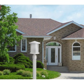 Solus SPC52TF-LE26C-WH Round Decorative Composite Post Top Outdoor Light Fixture with 4000K LED Lamp, White Housing with Frost Acrylic Lens, 14" H x 9" W, UL Listed