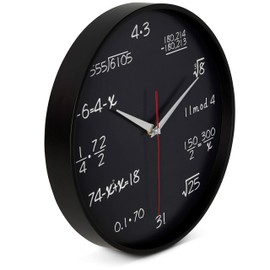 Bernhard Products Bernhard Products Math Wall Clock Black 12 Inch Silent Non-Ticking Unique Gift for Teacher/Student/Engineer Graduate Quartz Round Battery Operated, Home Office School Classroom, Mathematical Equations