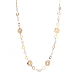 Boho Long Gold Necklaces for Women Irregular Natural Stone Bead Statement Necklace Dainty Birthday Wedding Party Gold Costume Jewellery Gifts(White)