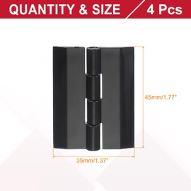 sourcing map Black Plastic Hinges, Acrylic Hinges Small Hinge 45 x 35 mm Transparent Continuous Piano Folding Hinge for Cabinet Crafts Furniture Display Stand Pack of 4