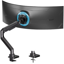 Single Monitor Arm Heavy-Duty for 17-49 inch Screen - Supports Up to 44 lbs,Ultrawide Full Motion Monitor Arm Desk Mount for Office & Gaming,Fully Adjustable,Max VESA 100/100 mm, Black