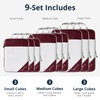 9 Set Compression Packing Cubes for Travel - Compressible, Lightweight,