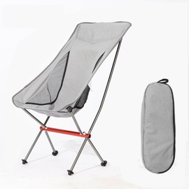 HIMAVANTA Ultralight Folding Camping Chair with Carry Bag, Aluminum Frame, Portable Outdoor Chairs for Lawn, Patio, Beach, Camp (Grey, High Back)