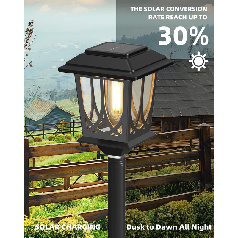 ILANCK 2 Pack Solar Lamp Post Light, 40" H Outdoor
