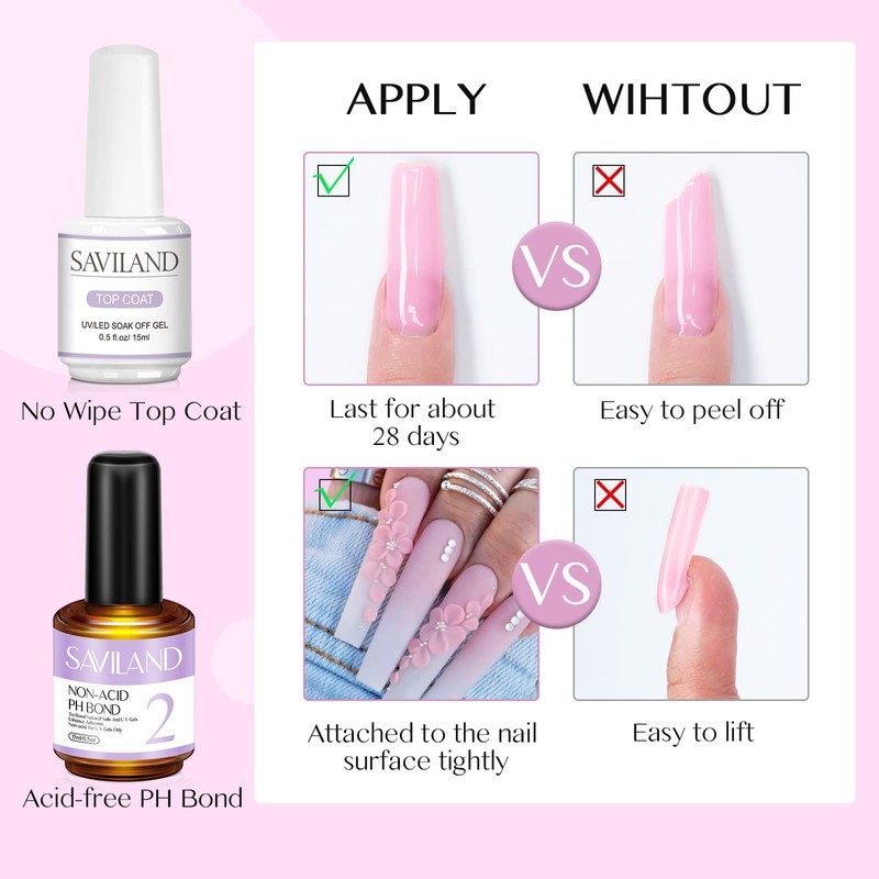SAVILAND Acrylic Nail Kit with Drill: Professional 0.5Oz Clear/White/Pink Acrylic