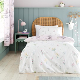 Catherine Lansfield Bunny Tails Ditsy Flowers Reversible Single Duvet Cover Set with Pillowcases, Pink