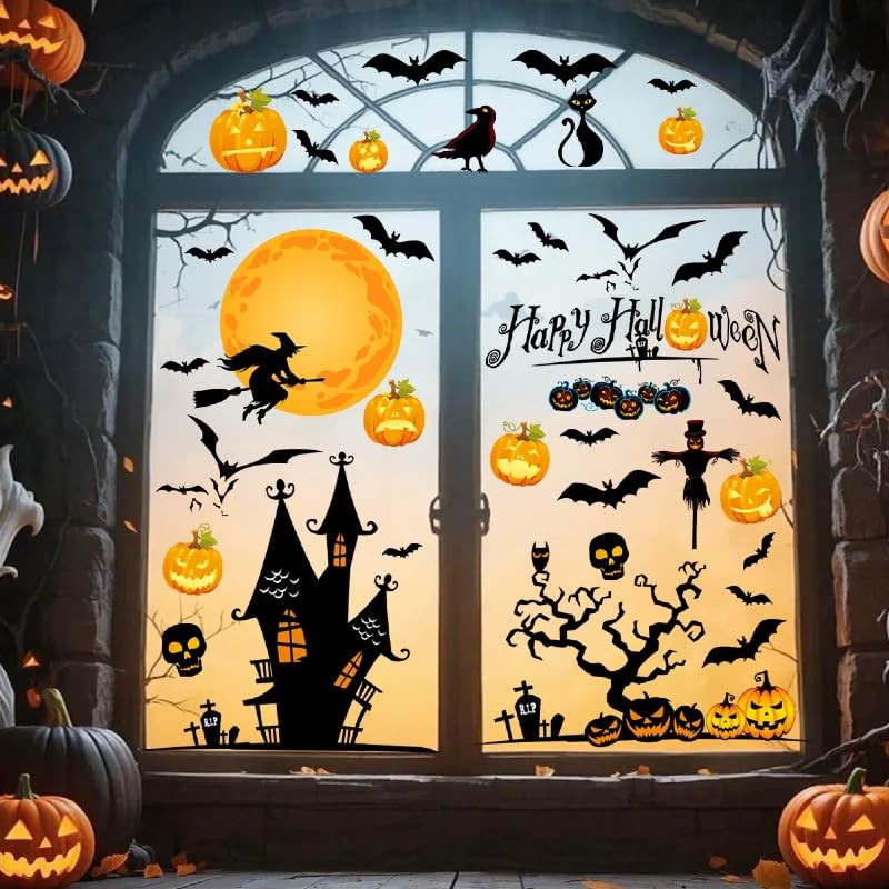 【2025年ハロウィン飾り】ハロウィン 飾り 静電ステッカー 剥がせる 汚れない 4枚/29*37cm入り 繰り返し使えるで 耐久性があり 耐衝撃性 耐湿気です