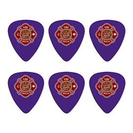 Firefighter Fire Rescue Maltese Cross Novelty Guitar Picks Medium Gauge - Set of 6