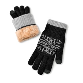 Yonchic Winter Wool Knit Gloves for Men Women, Fleece Lined Warm Stretchy Glove with Touch Screen Fingers for Driving Texting (Black)