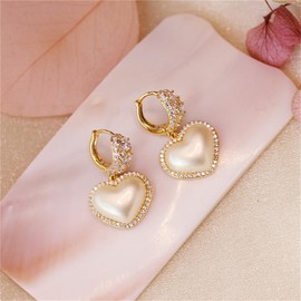 VICAKER Love Super Flash Ear Hook Earrings, Simple Design, Popular, Hypoallergenic, 18K Gold Earrings, Women's, Earring, Loose, Adult, Silver Copper Cubic Zirconia