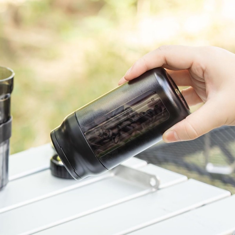 &NE NKW-375 Portable Coffee Canister, Nikii Cafe, Black, Diameter 2.4